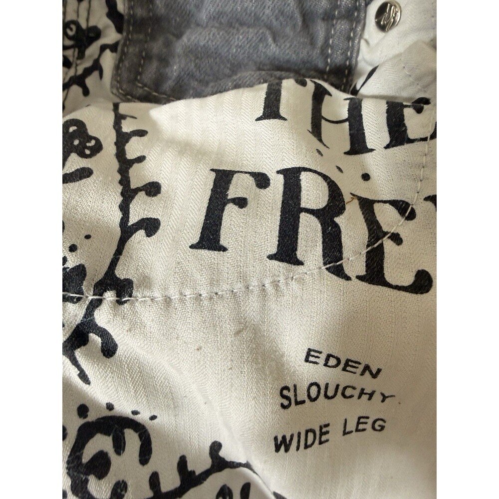 We The Free People Eden Slouchy Jeans Sz 28S Wide Leg Gray Button Fly Flare - Picture 12 of 14
